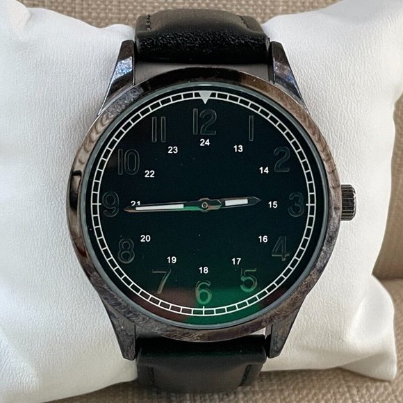 FMD Men Wristwatch Black Leather Band Analog Quartz Watch - Picture 7 of 11